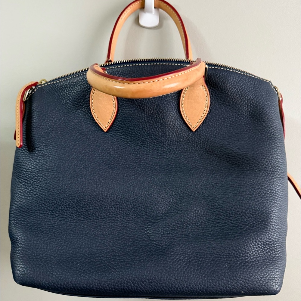 Dooney & Bourke Navy and Tan Satchel - Picture 3 of 14